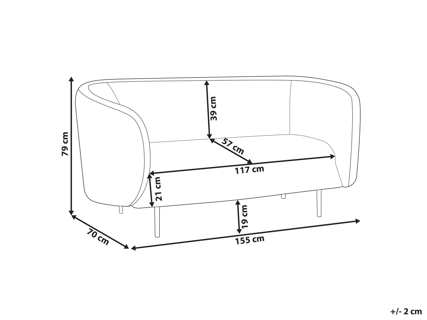 Sofa dla 2 osób NORDEN Boucle Biały