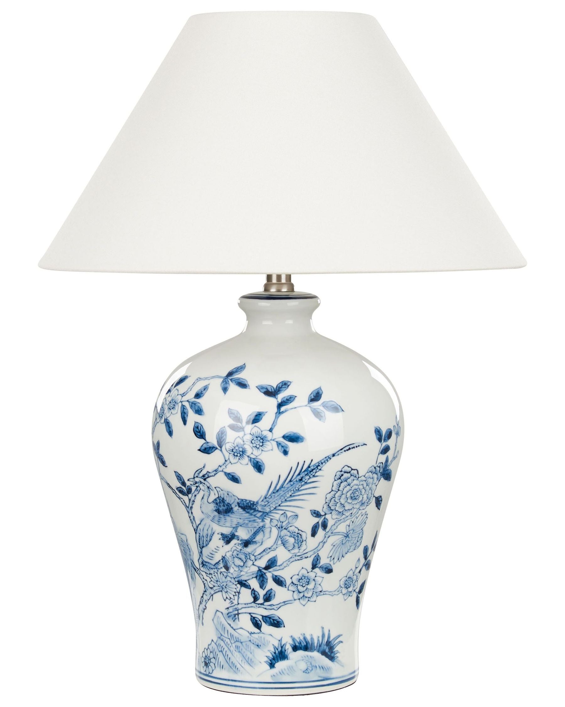 Lampa stołowa „Mira” – porcelana - Biało-niebieska