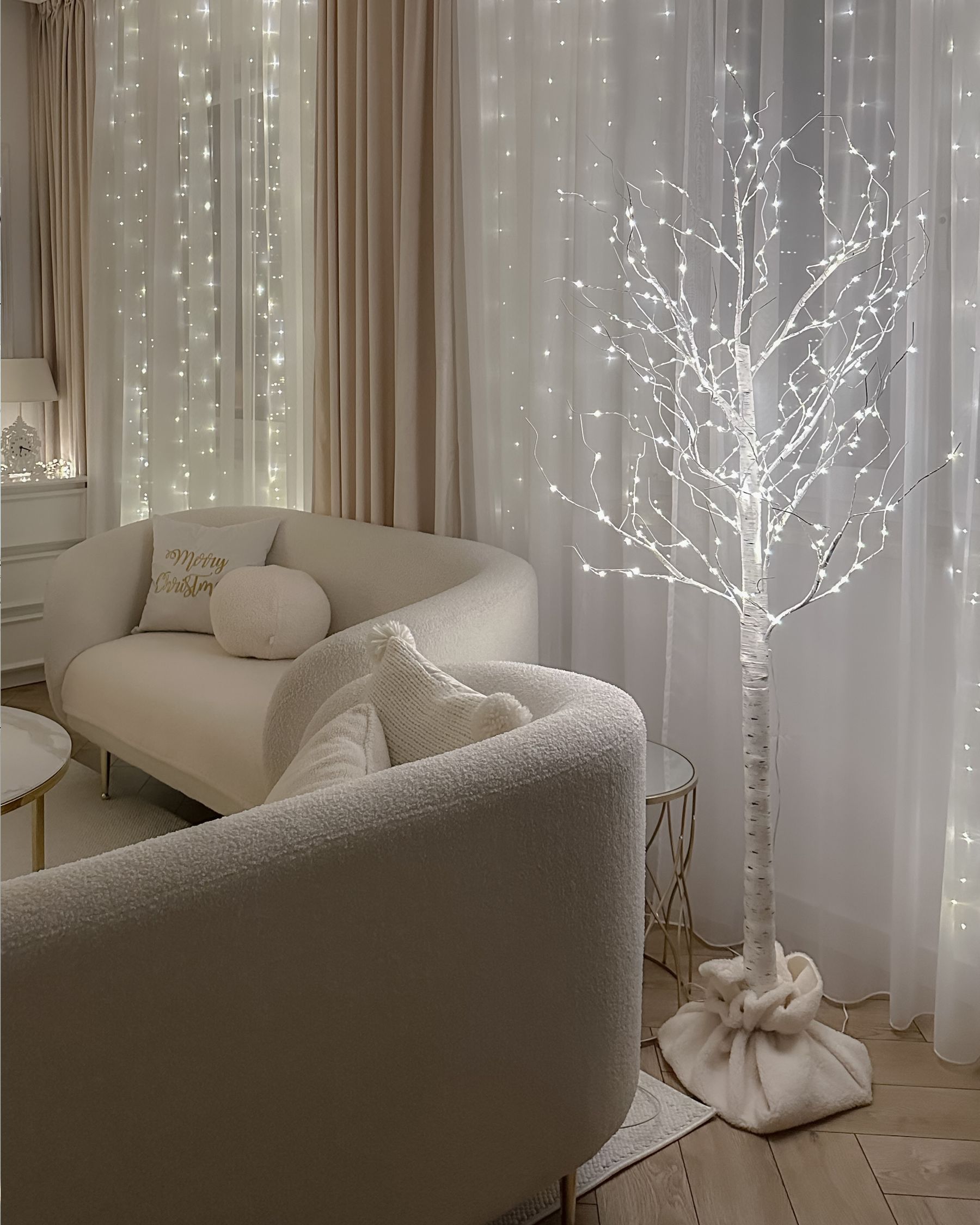Sofa dla 2 osób NORDEN Boucle Biały