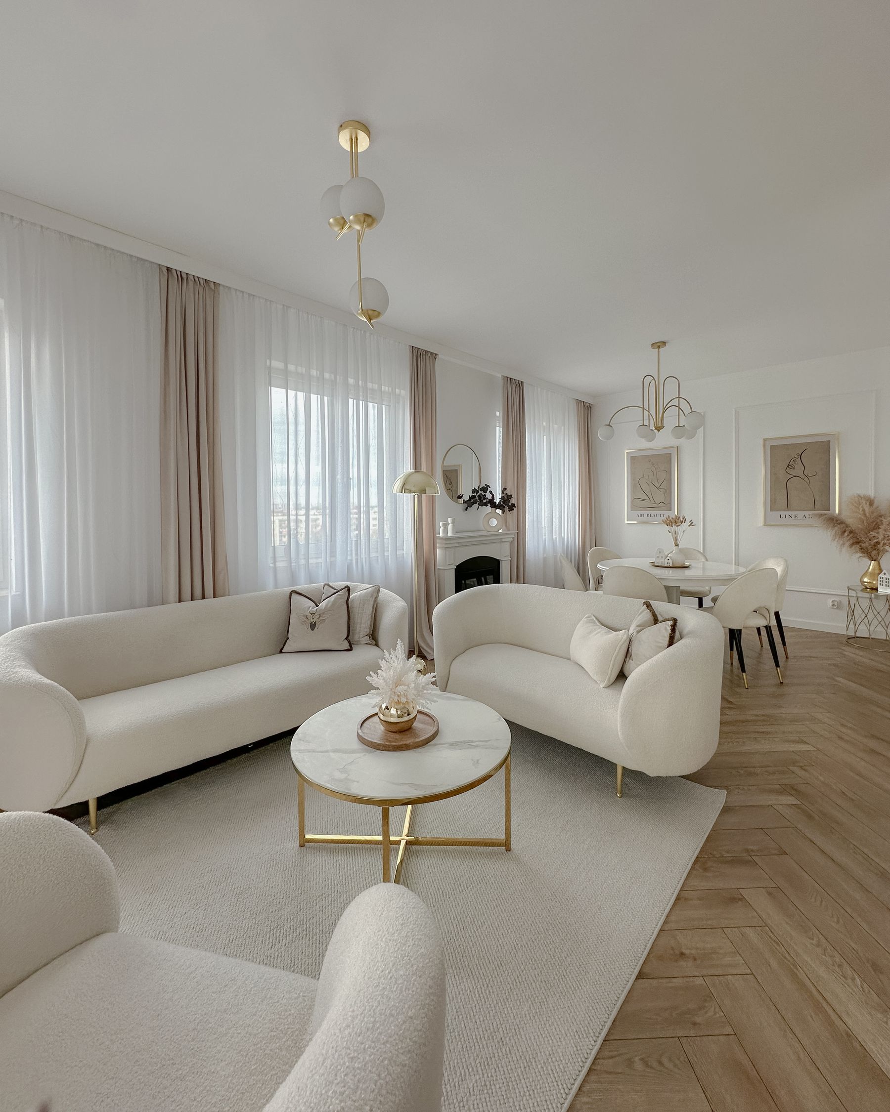Sofa dla 2 osób NORDEN Boucle Biały