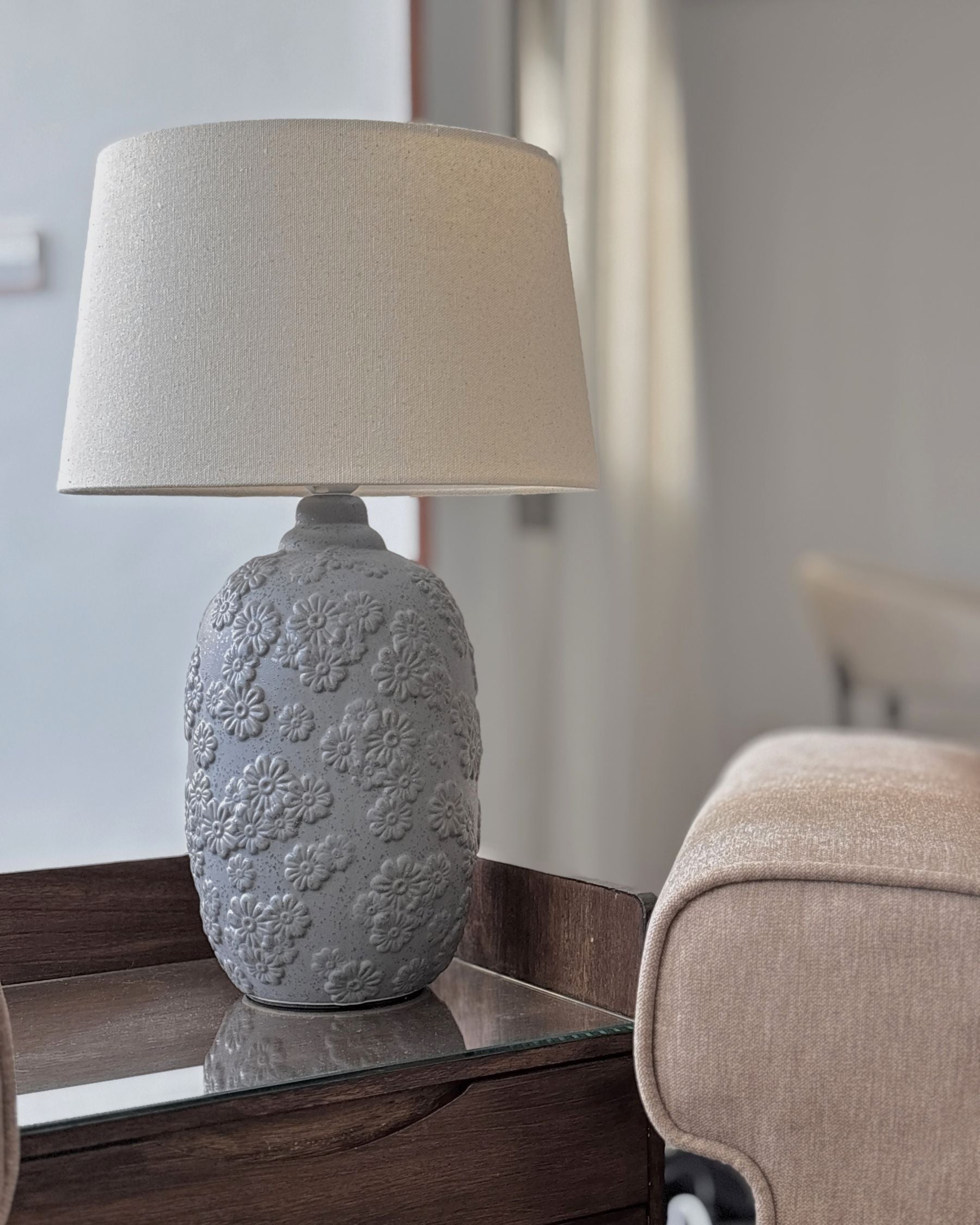 Lampa stołowa „Inora” – Ceramika - Szara