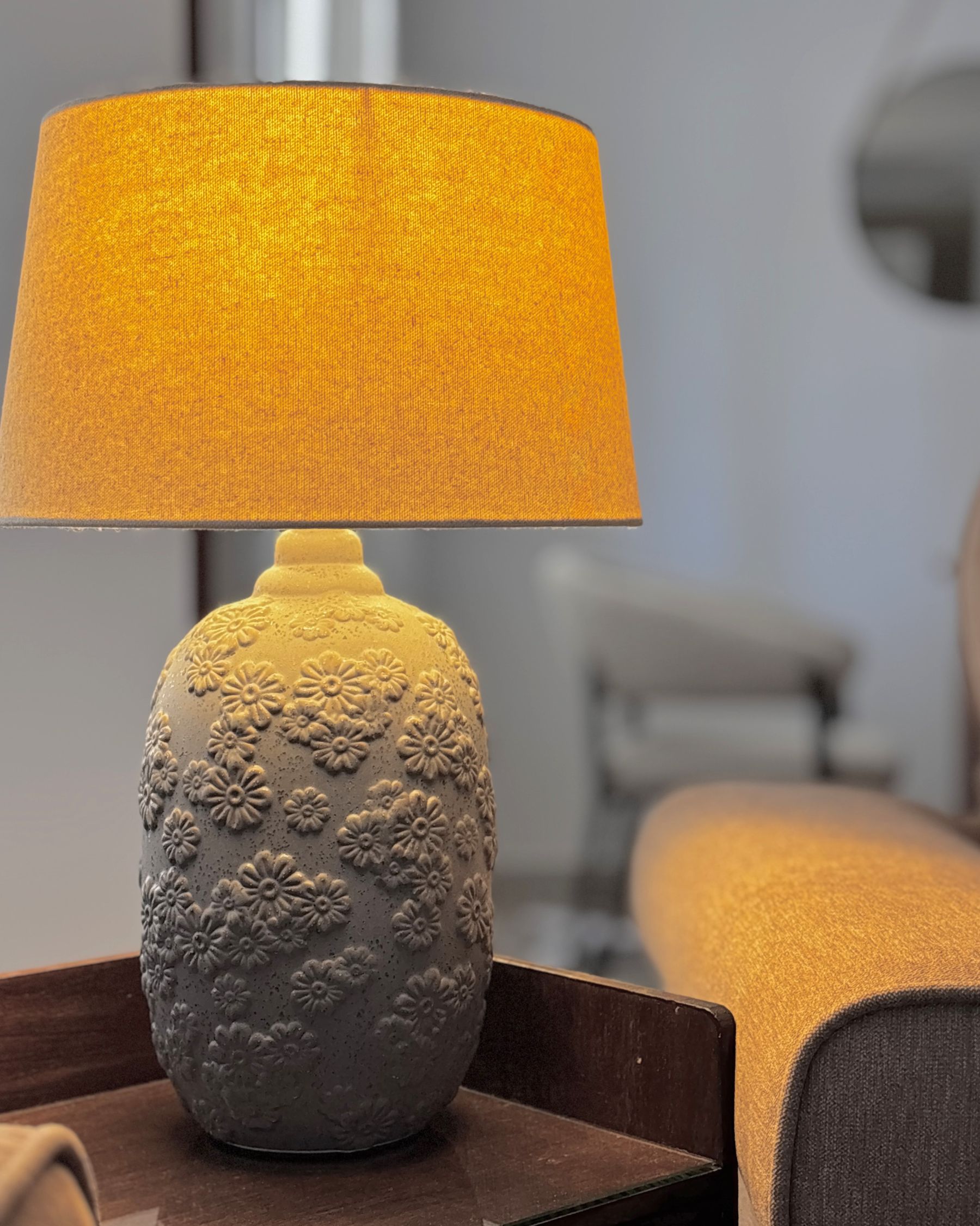 Lampa stołowa „Inora” – Ceramika - Szara