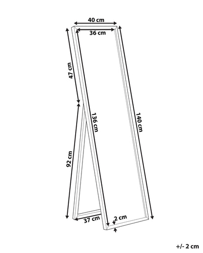 Lustro stojące „Arven” – czarne, 140 cm