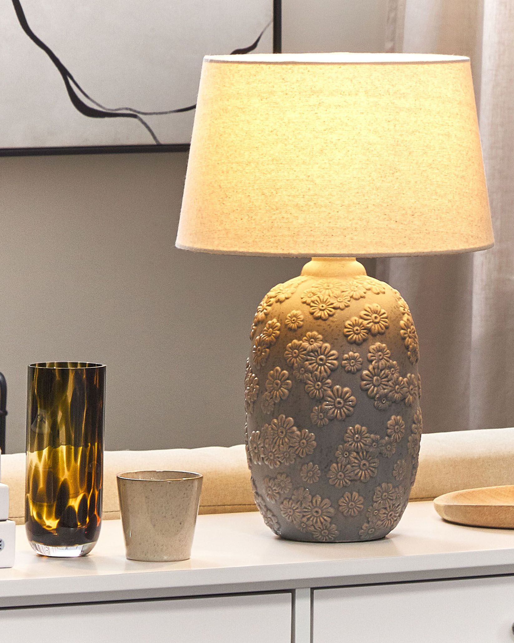 Lampa stołowa „Inora” – Ceramika - Szara