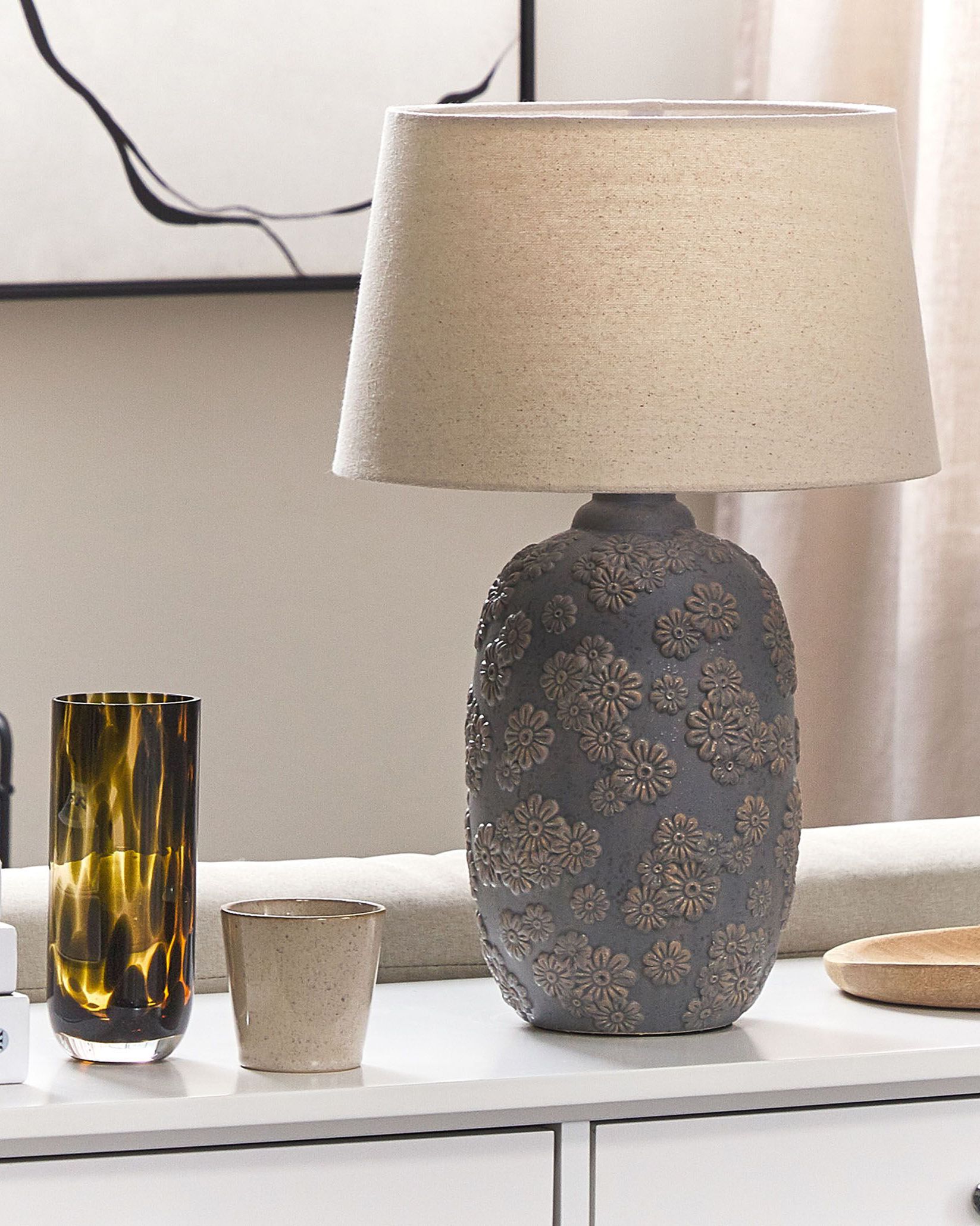 Lampa stołowa „Inora” – Ceramika - Szara