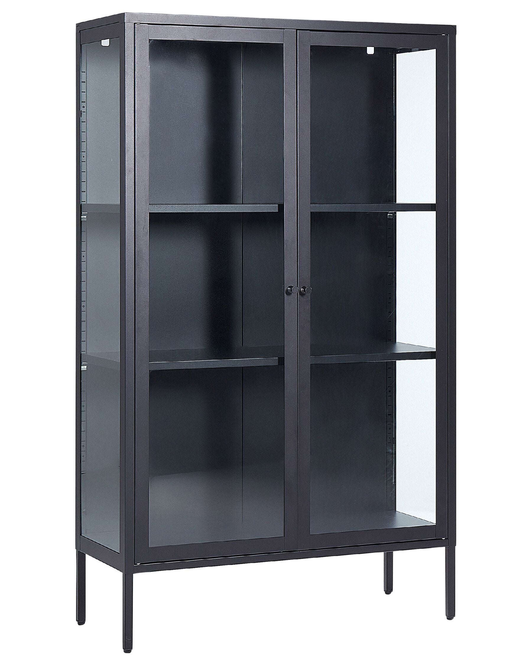 Witryna „Arden” – szklana gablota metalowa 90 cm, czarna