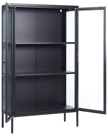 Witryna „Arden” – szklana gablota metalowa 90 cm, czarna