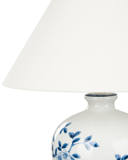 Lampa stołowa „Mira” – porcelana - Biało-niebieska