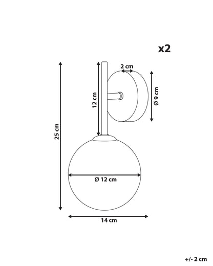 Zestaw 2 lamp ściennych „Liora” – Szkło - Beżowy