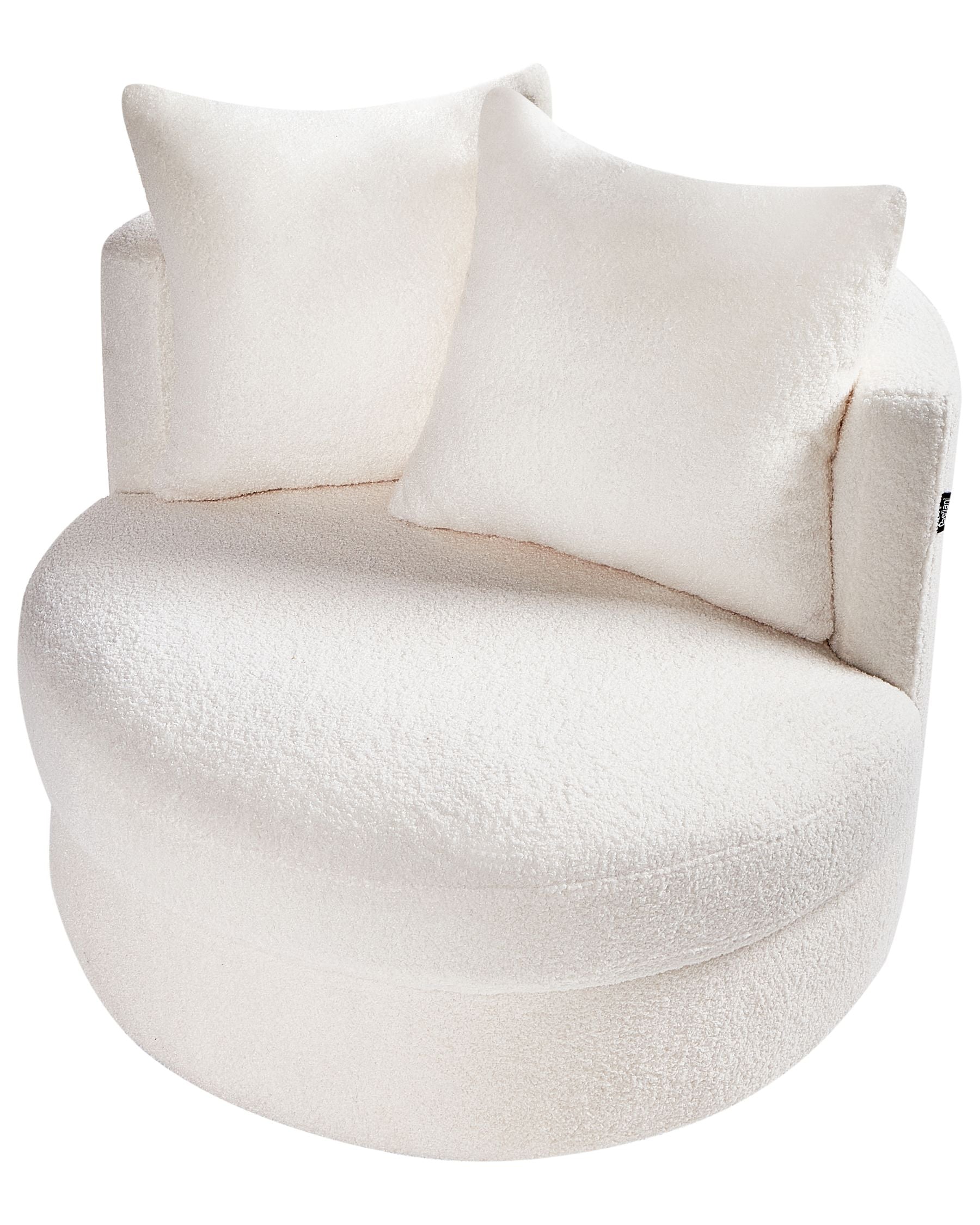 Fotel obrotowy „Ambria” – Bouclé - biały