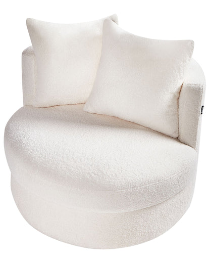 Fotel obrotowy „Ambria” – Bouclé - biały