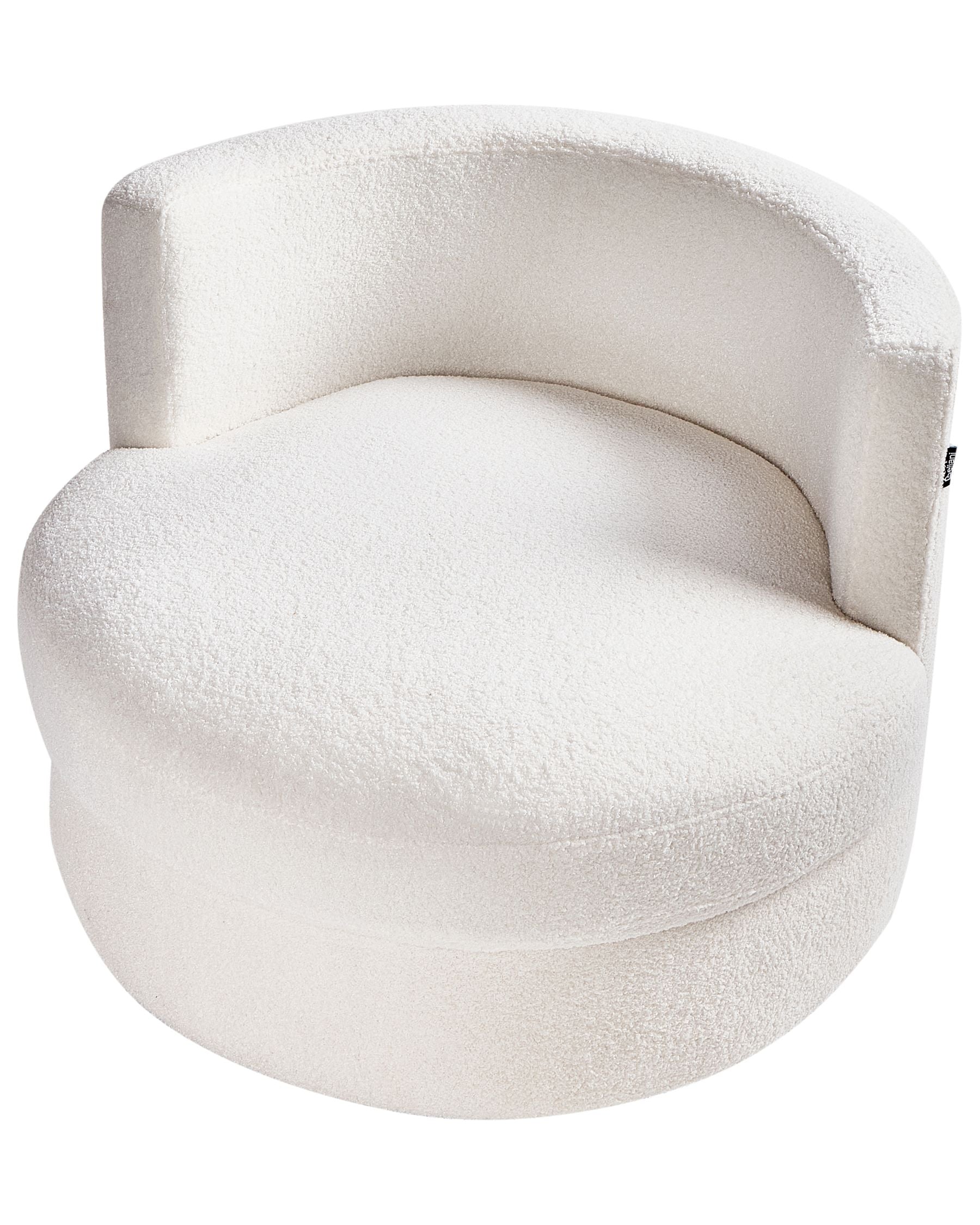 Fotel obrotowy „Ambria” – Bouclé - biały