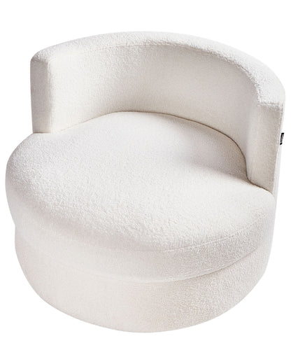 Fotel obrotowy „Ambria” – Bouclé - biały