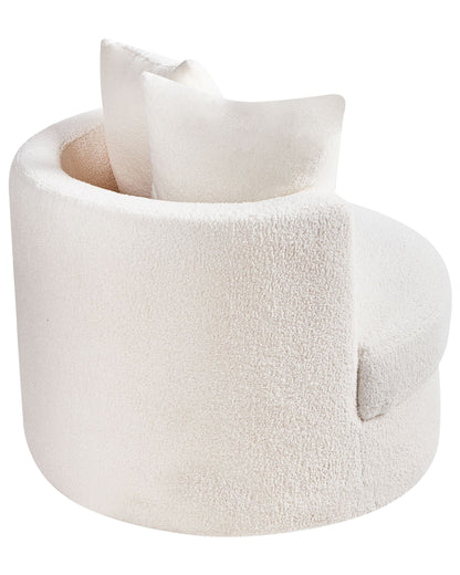 Fotel obrotowy „Ambria” – Bouclé - biały